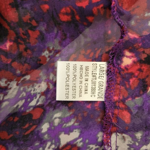 Time Line Semi-Sheer Purple and Red Floral Tunic Top - Picture 4 of 5